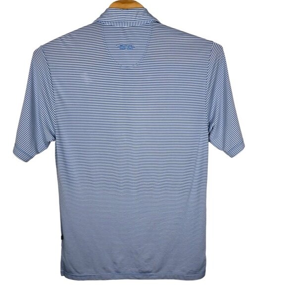 Straight Down Golf Polo Shirt Medium Men's Blue White Striped Short Sleeve - Picture 3 of 8